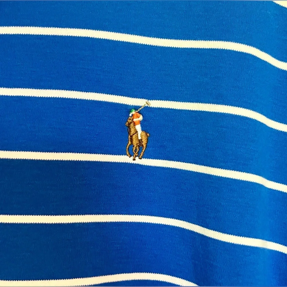 Ralph Lauren Blue and White Striped Polo‎ Shirt